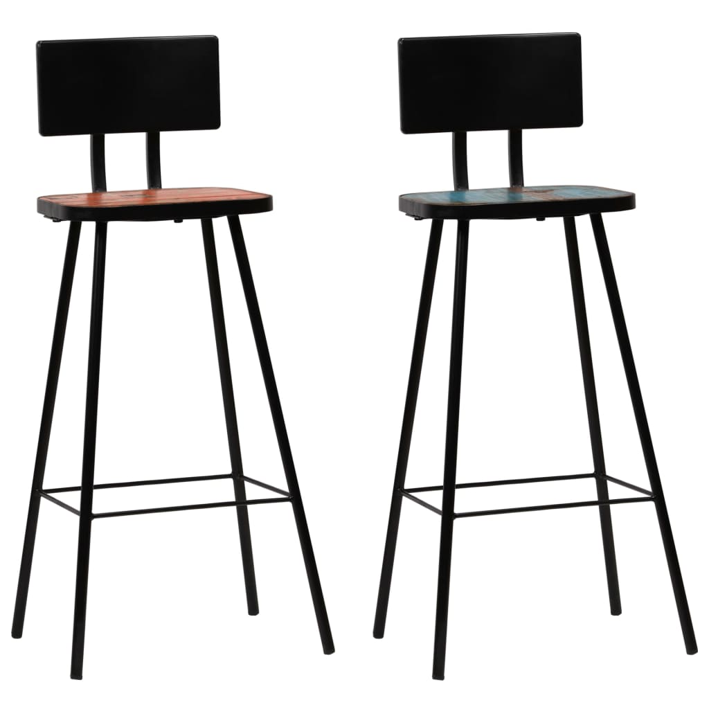 Bar Stools, 2 pcs, Solid Reclaimed Wood