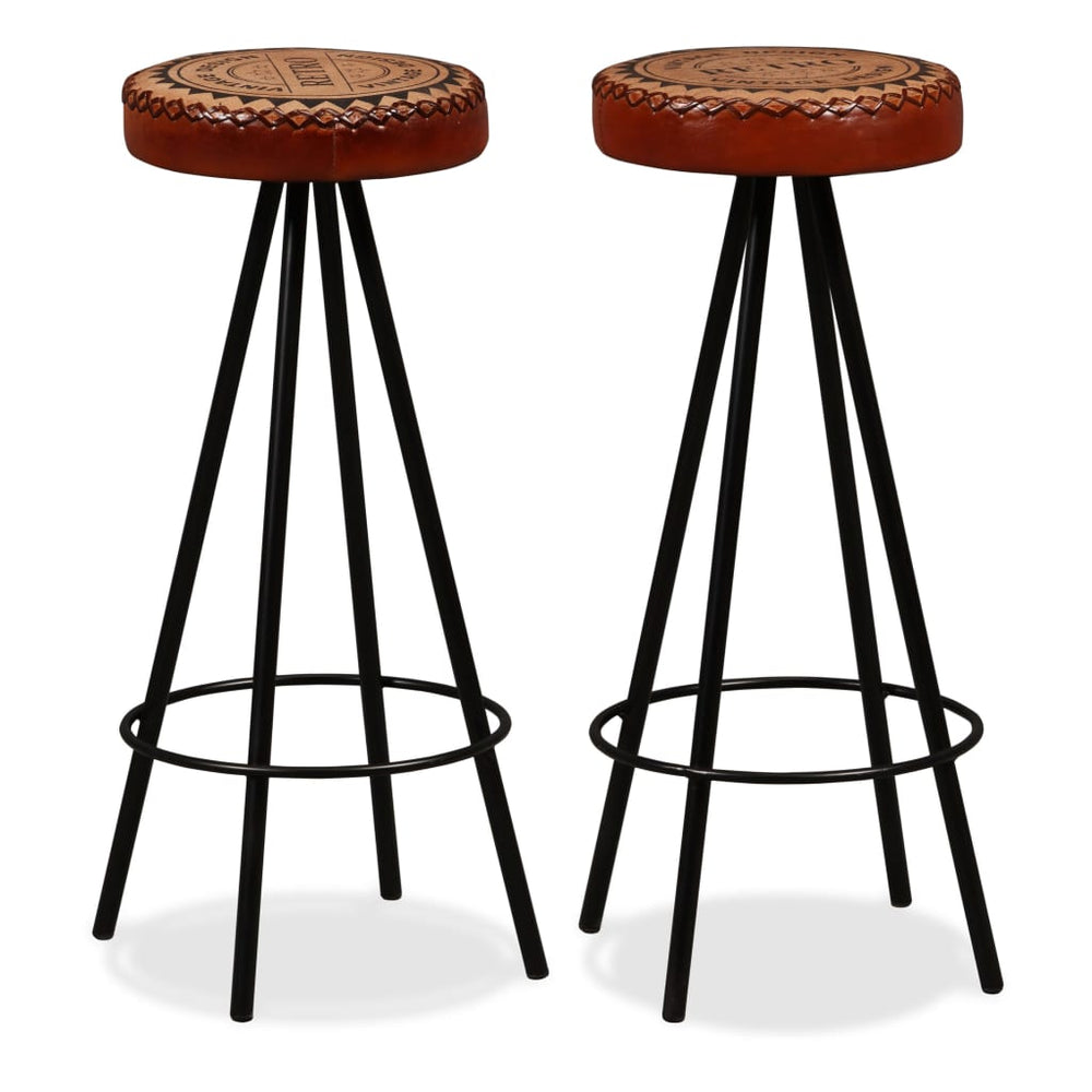 Bar stools, 2 pcs, genuine leather