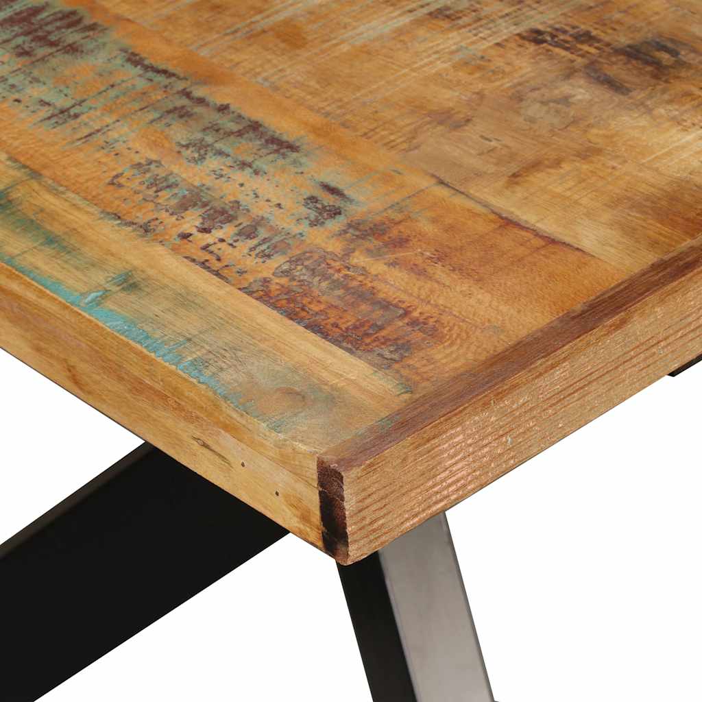 Dining table, reclaimed wood and cross steel frame, 180cm