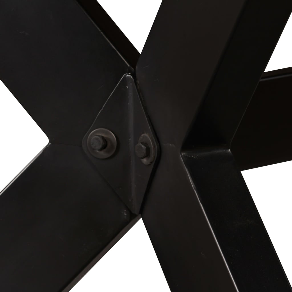 Dining table, reclaimed wood and cross steel frame, 180cm