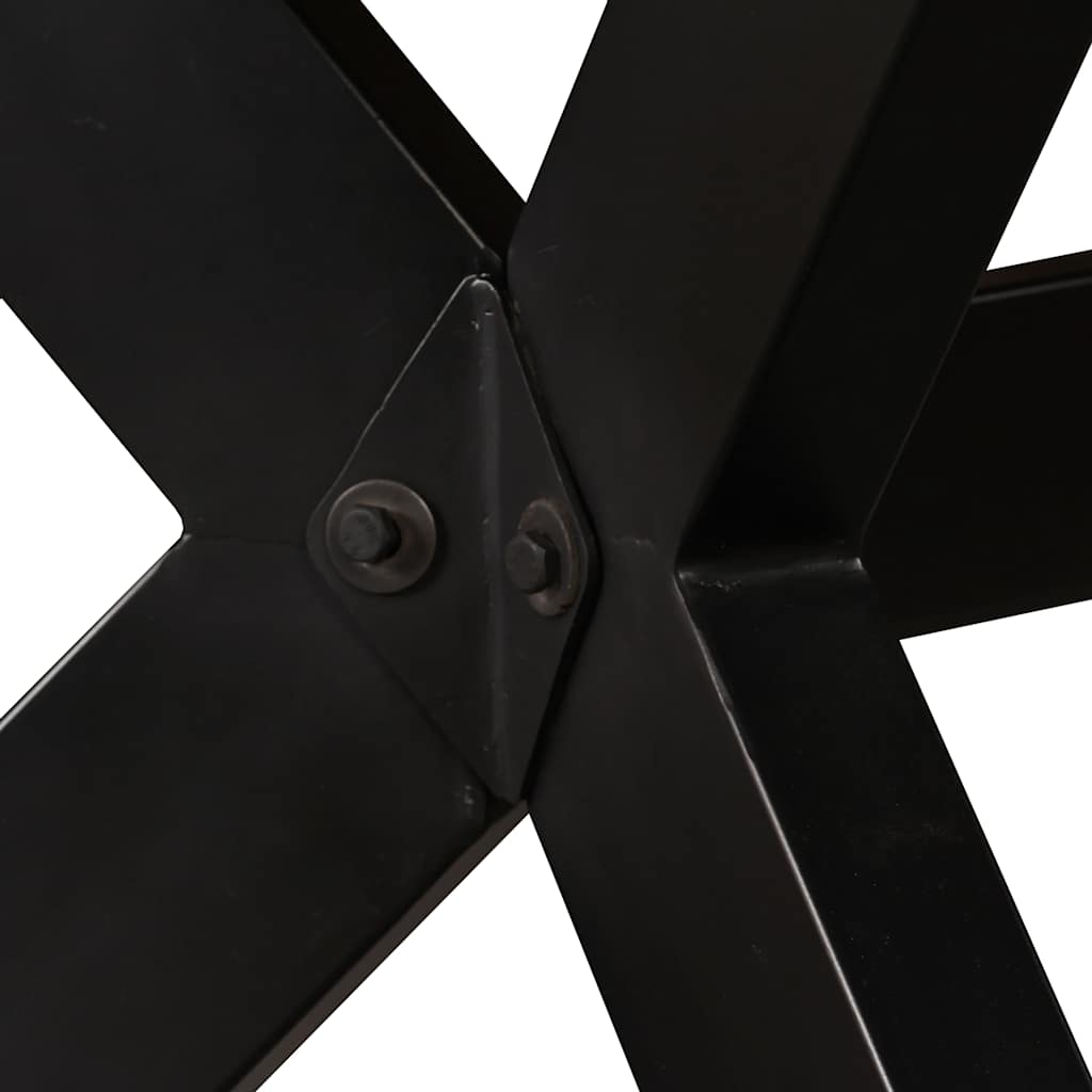 Dining table, reclaimed wood and cross steel frame, 180cm