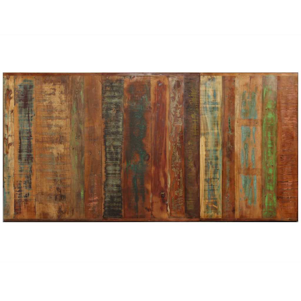 Dining table, reclaimed wood and cross steel frame, 180cm