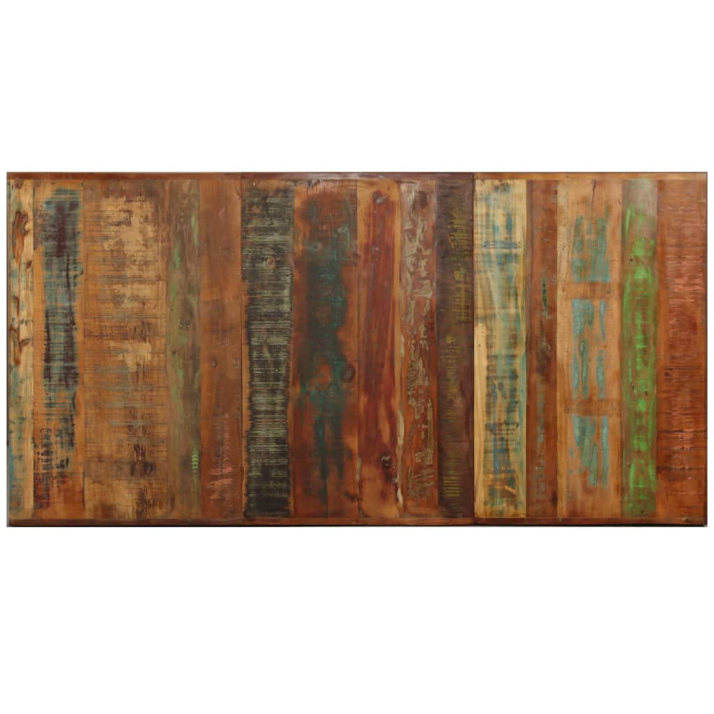 Dining table, reclaimed wood and cross steel frame, 180cm