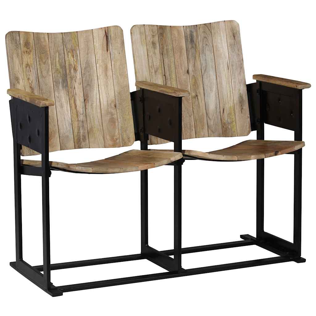 Two-seater bench, solid mango wood and steel