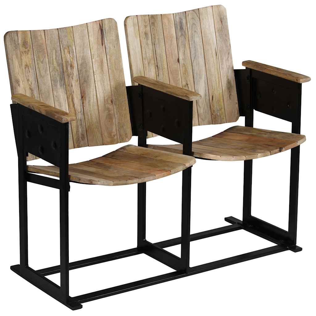 Two-seater bench, solid mango wood and steel