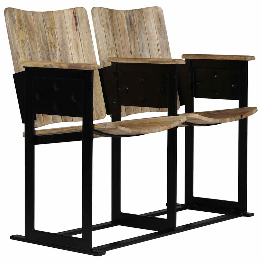 Two-seater bench, solid mango wood and steel