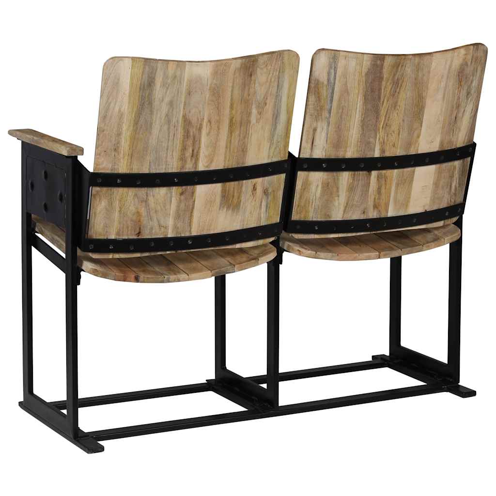 Two-seater bench, solid mango wood and steel