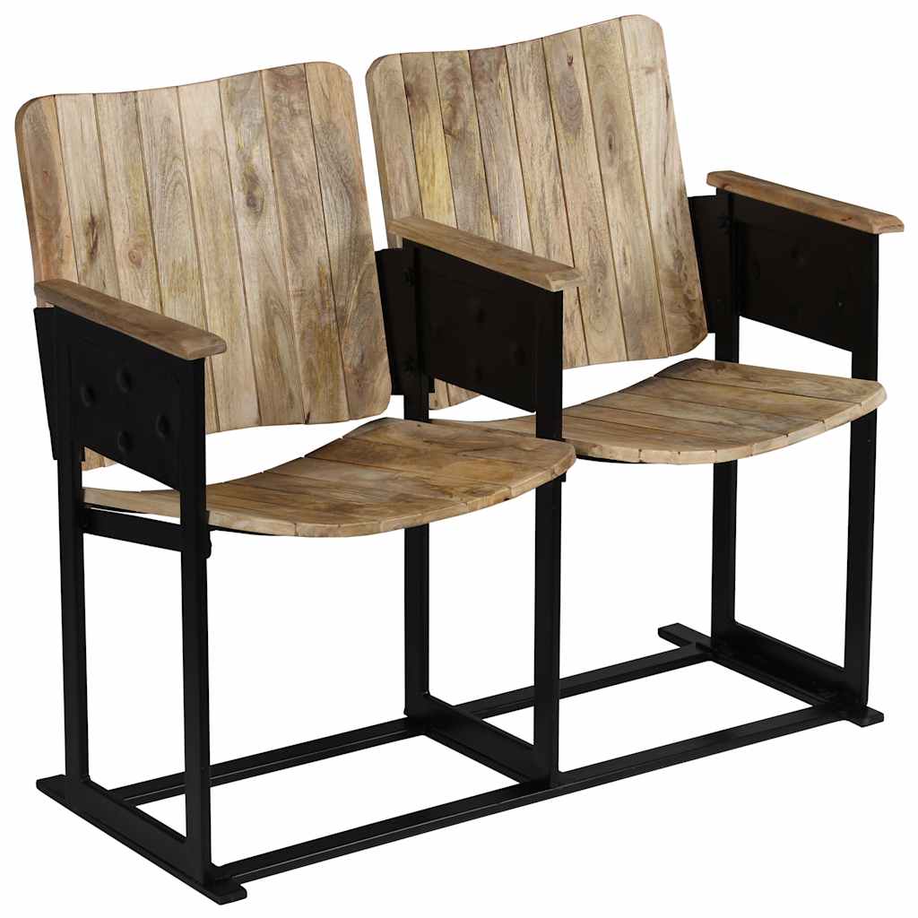 Two-seater bench, solid mango wood and steel