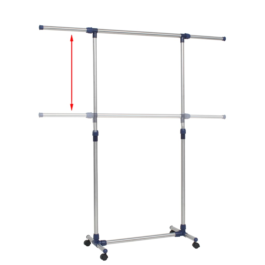 Adjustable clothes rack, silver, 165x44x150cm, stainless steel