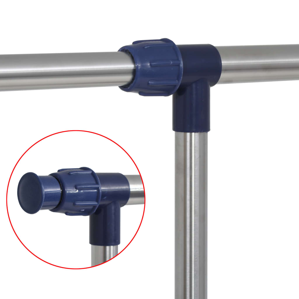 Adjustable clothes rack, silver, 165x44x150cm, stainless steel