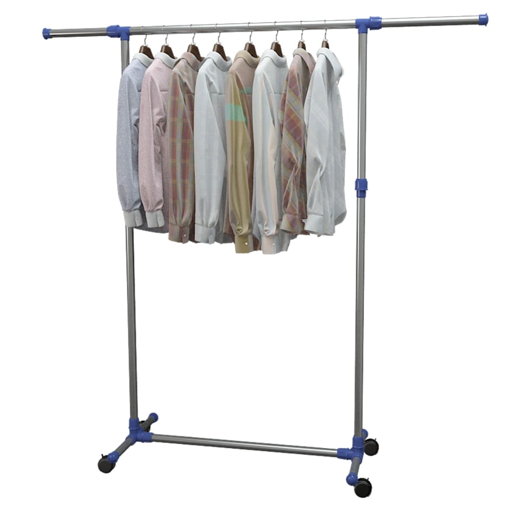Adjustable clothes rack, silver, 165x44x150cm, stainless steel