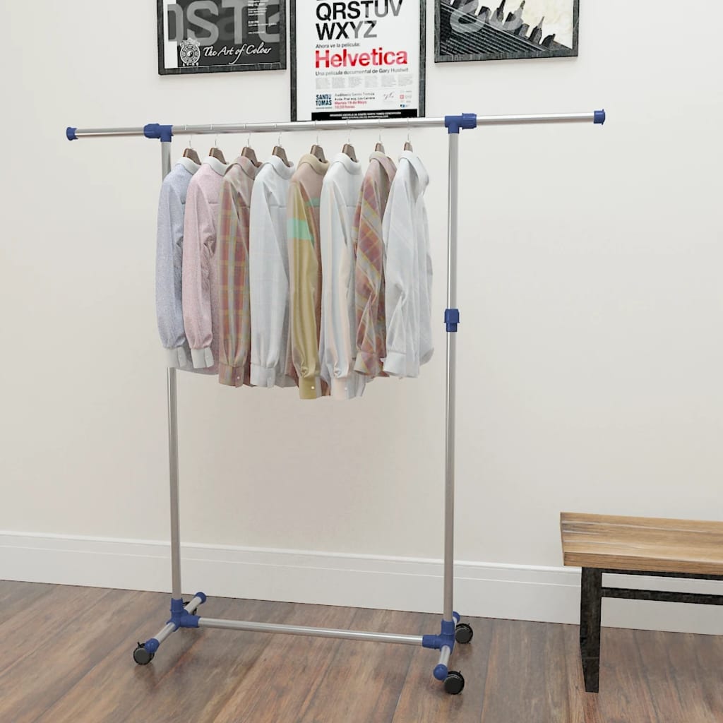 Adjustable clothes rack, silver, 165x44x150cm, stainless steel