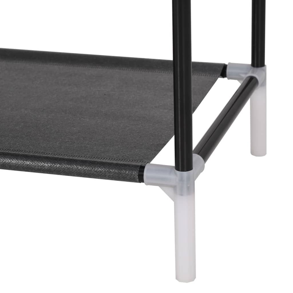 Shoe rack, 8 shelves, metal, non-woven fabric, black