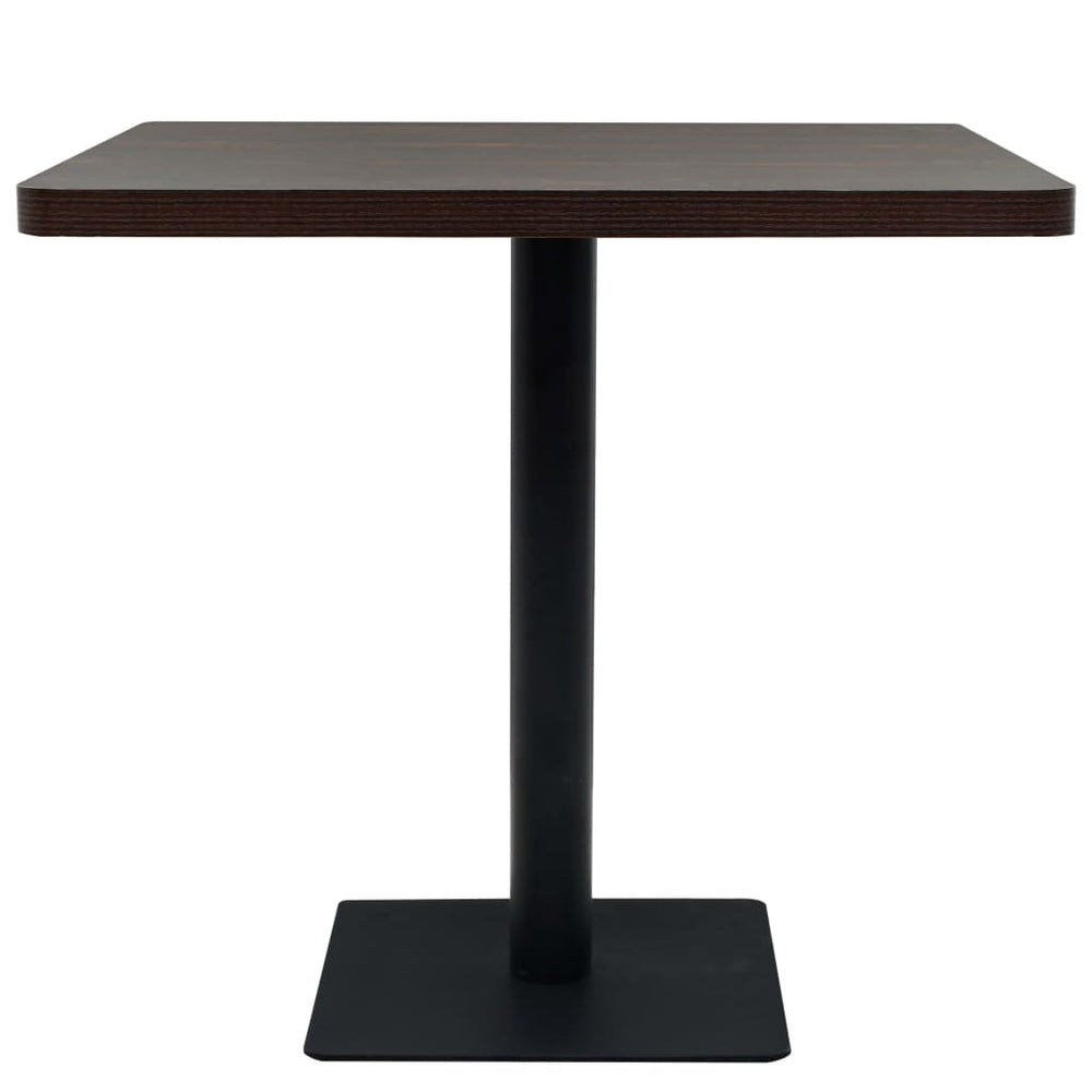 Bistro table, MDF and steel, square, 80x80x75cm, dark ash finish.