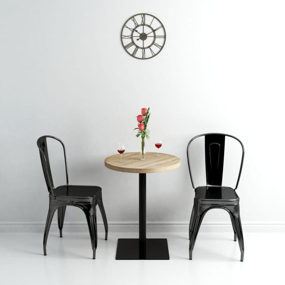 Bistro table, MDF and steel, round, 60x75cm, oak finish.