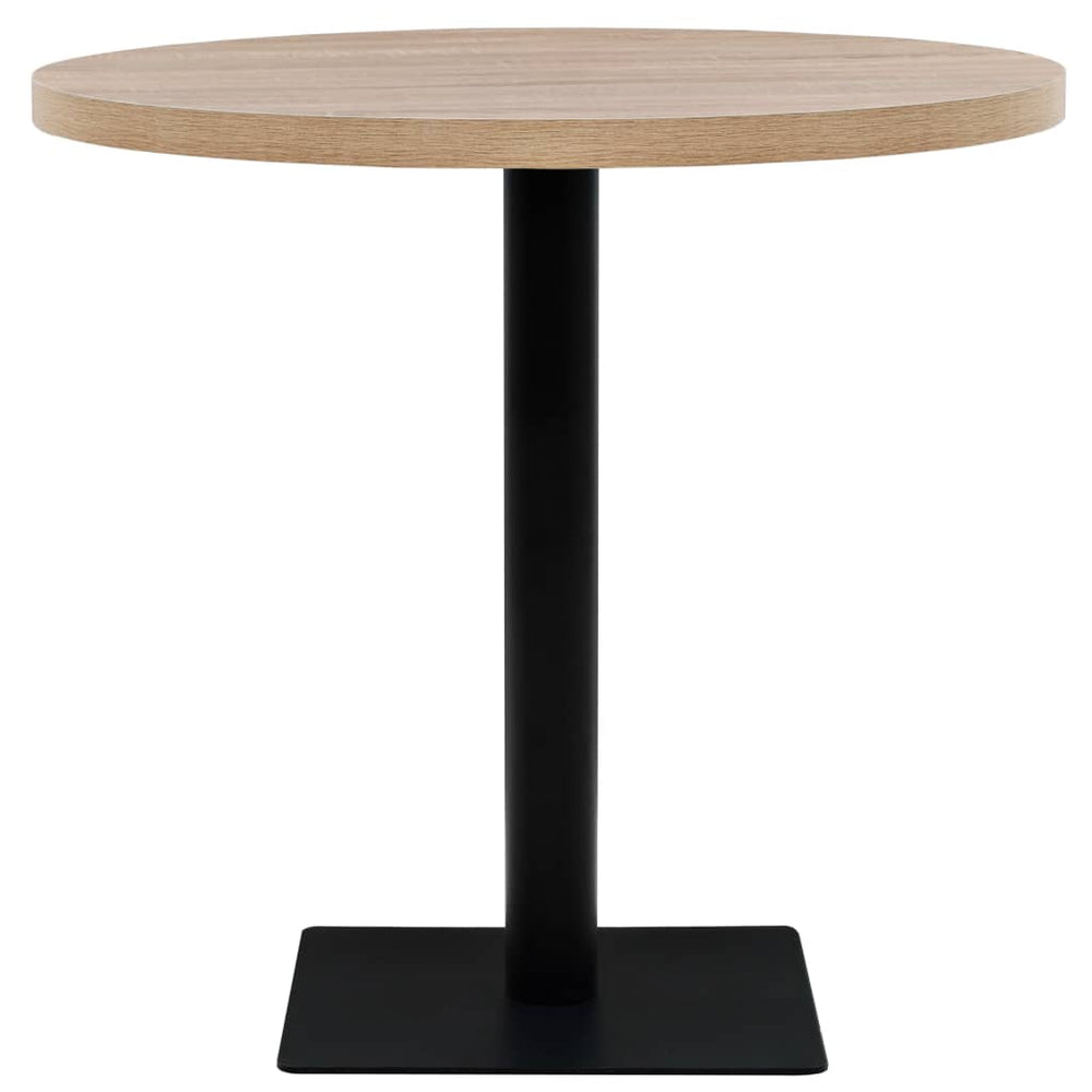 Bistro table, MDF and steel, round, 80x75cm, oak colour.