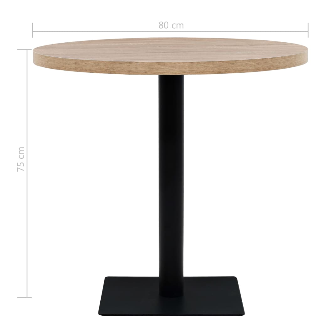Bistro staliukas, MDF ir plienas, apvalus, 80x75cm, ąžuolo sp.