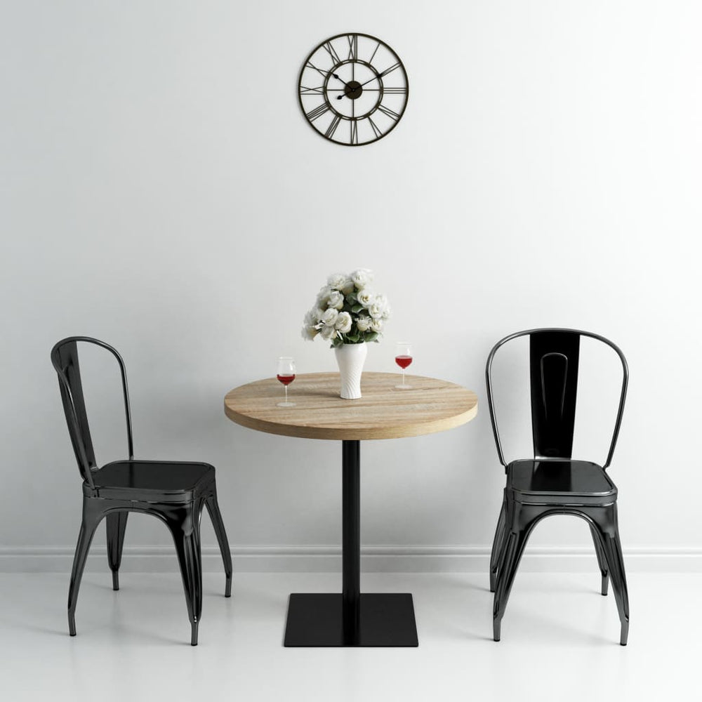 Bistro table, MDF and steel, round, 80x75cm, oak colour.