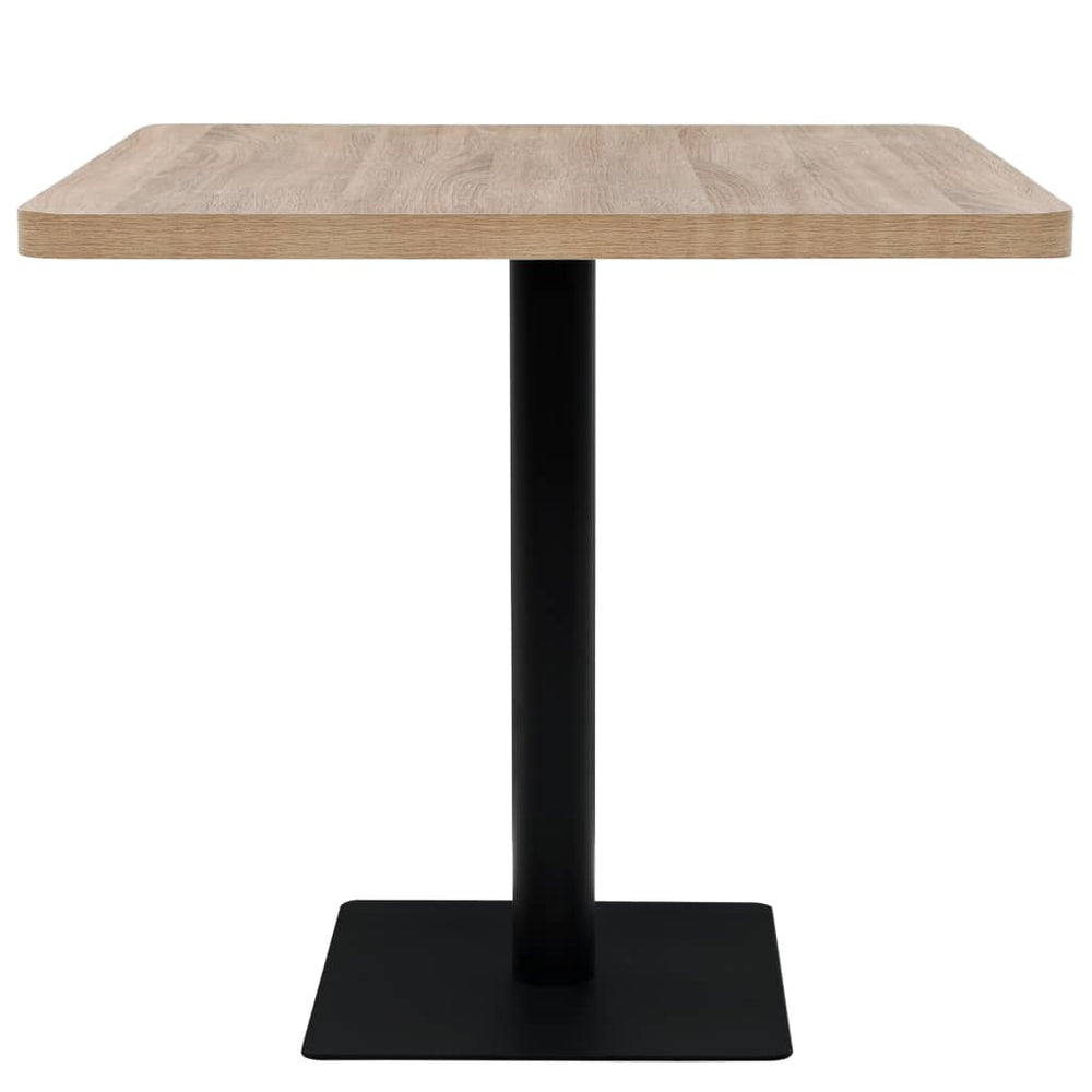 Bistro staliukas, MDF ir plienas, kvadr., 80x80x75cm, ąžuol.sp.