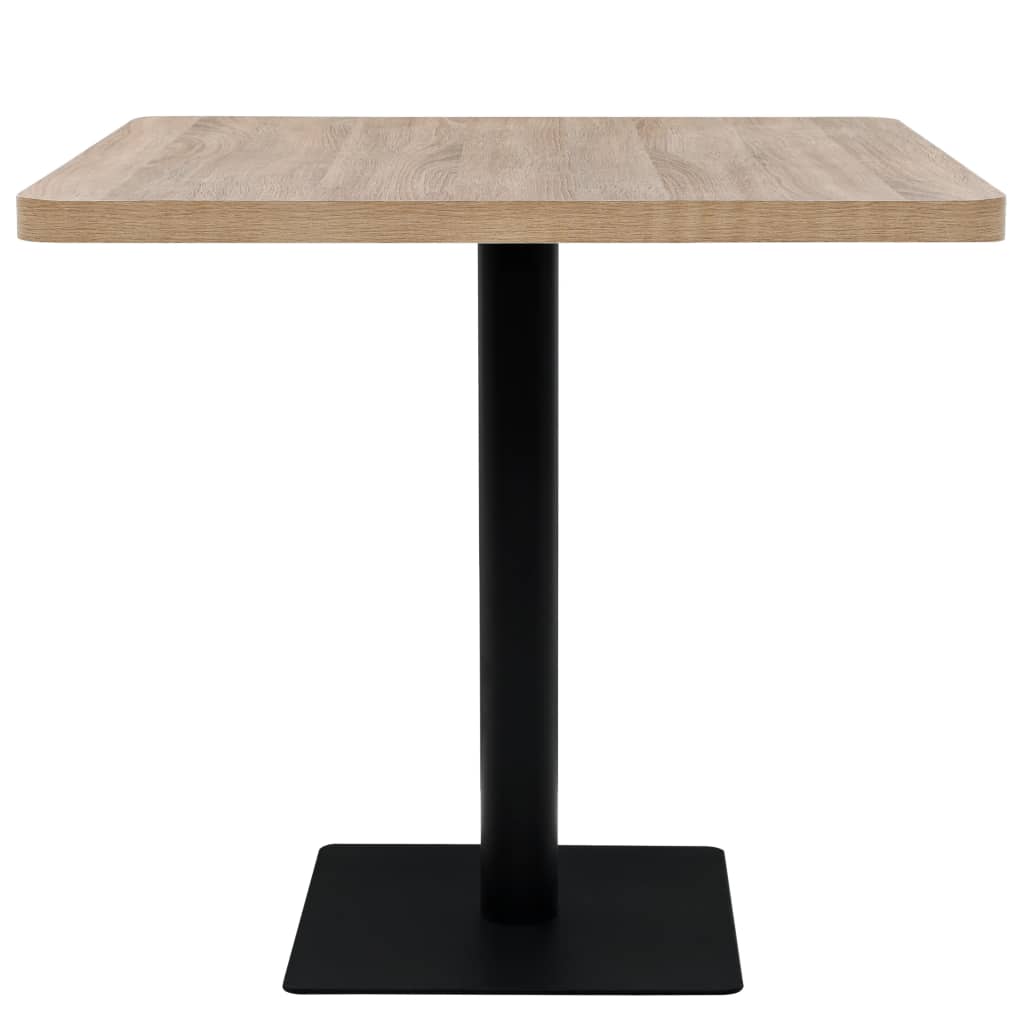 Bistro staliukas, MDF ir plienas, kvadr., 80x80x75cm, ąžuol.sp.