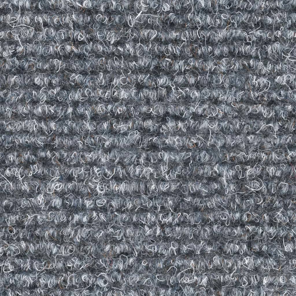 Kāpņu paklājiņi, pašlīmējoši, 15 gab., 56x17x3 cm, gaiši pelēki, pusapaļi