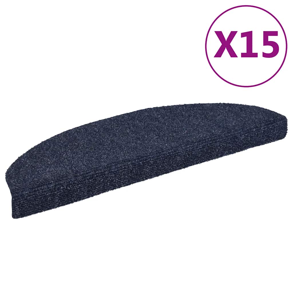 Stair mats, self-adhesive, 15 pcs, blue, semi-circular, large, 65x21x4 cm