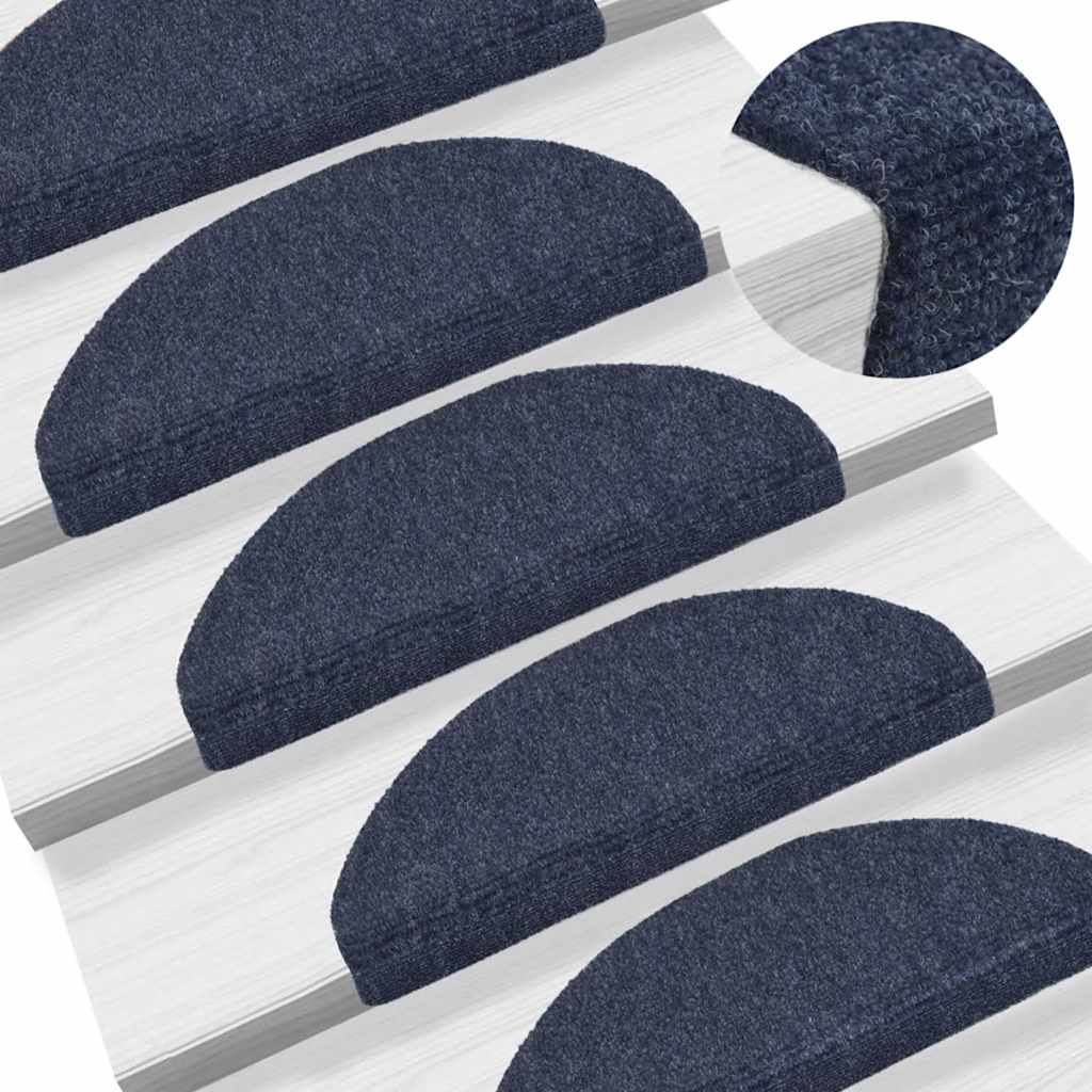 Stair mats, self-adhesive, 15 pcs, blue, semi-circular, large, 65x21x4 cm