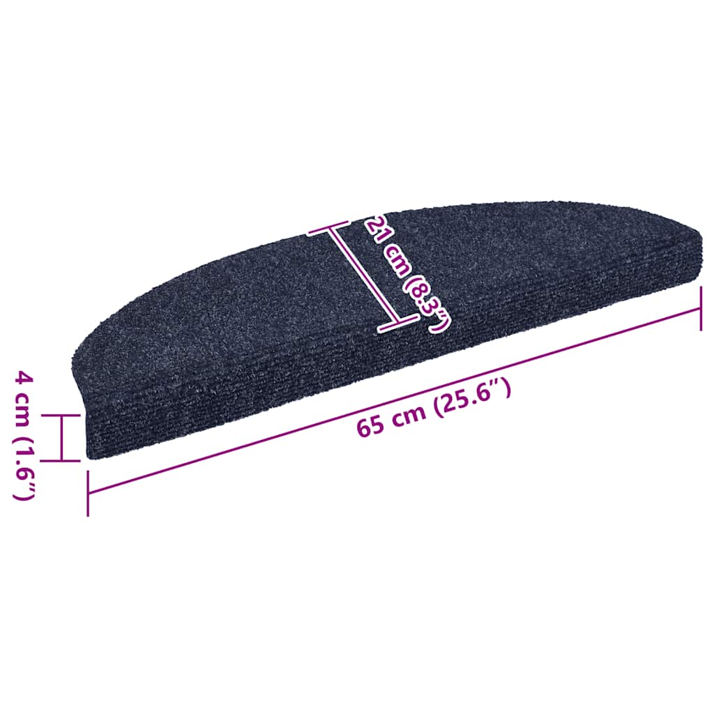 Stair mats, self-adhesive, 15 pcs, blue, semi-circular, large, 65x21x4 cm