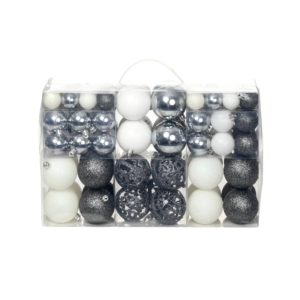 Christmas tree ornament set 100pcs 3/4/6cm white/grey