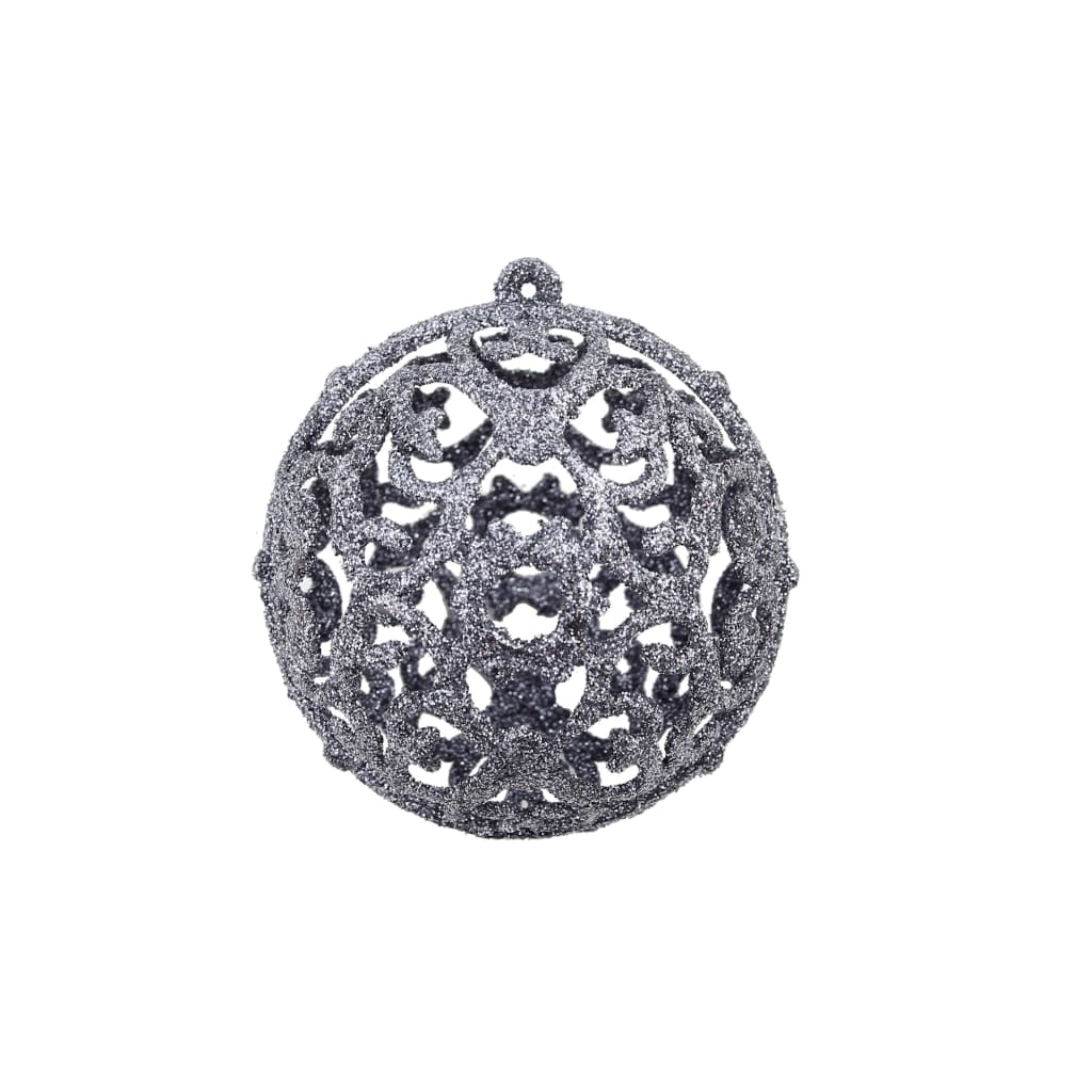 Eglutės žaisliukų rinkinys 100vnt 3/4/6cm baltos/pilkos spalvos