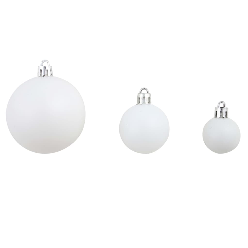 Eglutės žaisliukų rinkinys 100vnt 3/4/6cm baltos/pilkos spalvos