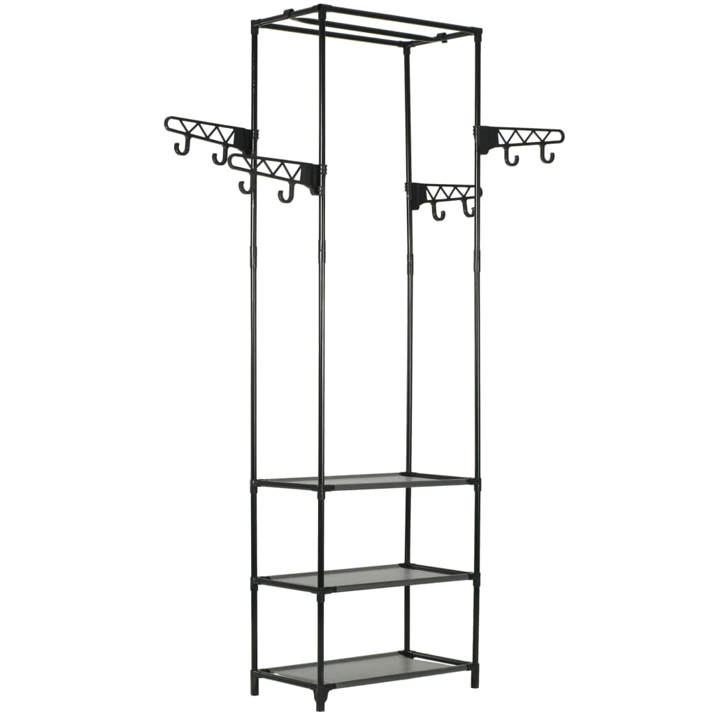 Drēbju pakaramais, tērauds un neausts audums, 55x28,5x175cm, melns