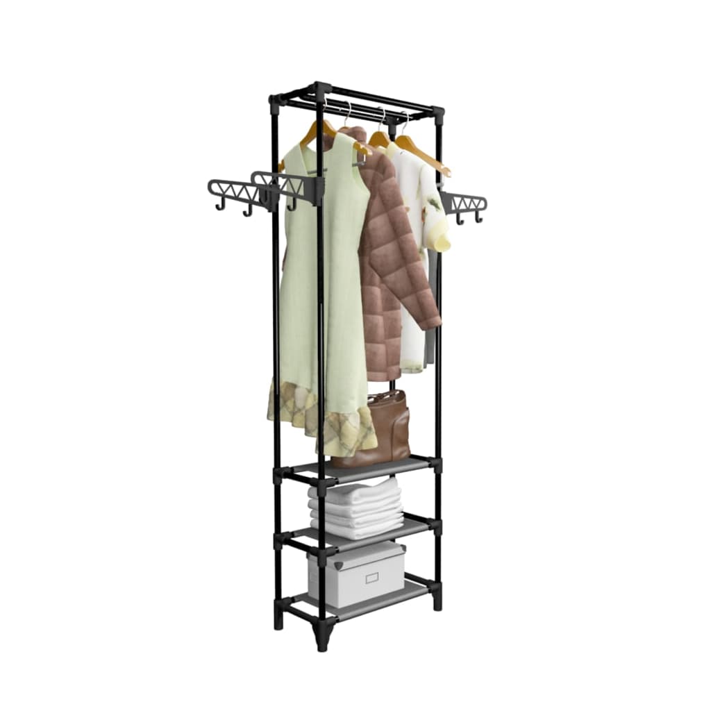 Drēbju pakaramais, tērauds un neausts audums, 55x28,5x175cm, melns