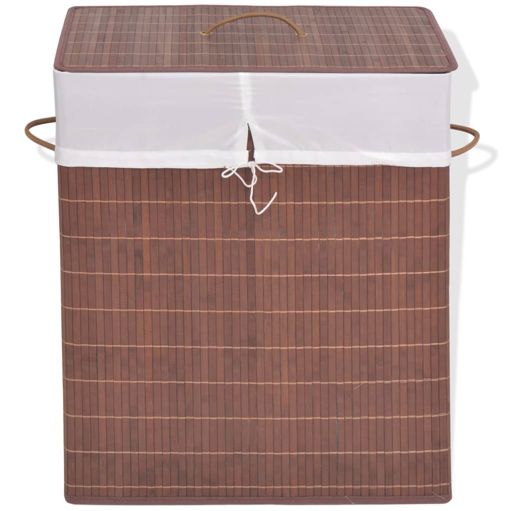 Laundry basket, brown, bamboo, rectangular