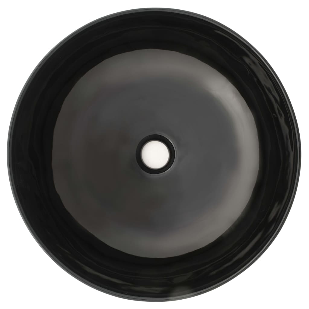 Washbasin, round, ceramic, black, 41.5x13.5cm