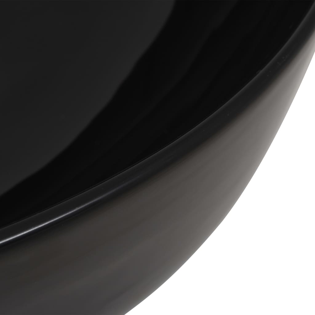 Washbasin, round, ceramic, black, 41.5x13.5cm