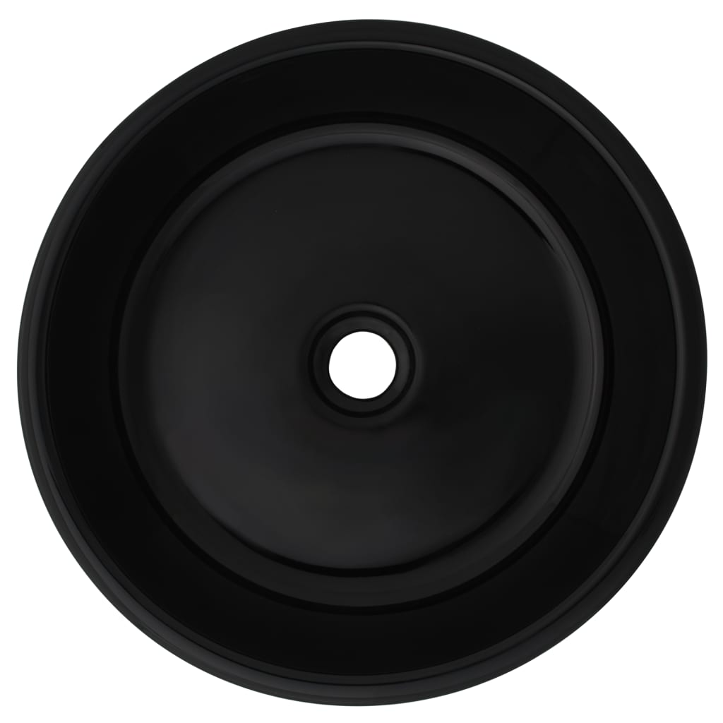 Washbasin, black, 42x12cm, ceramic, round