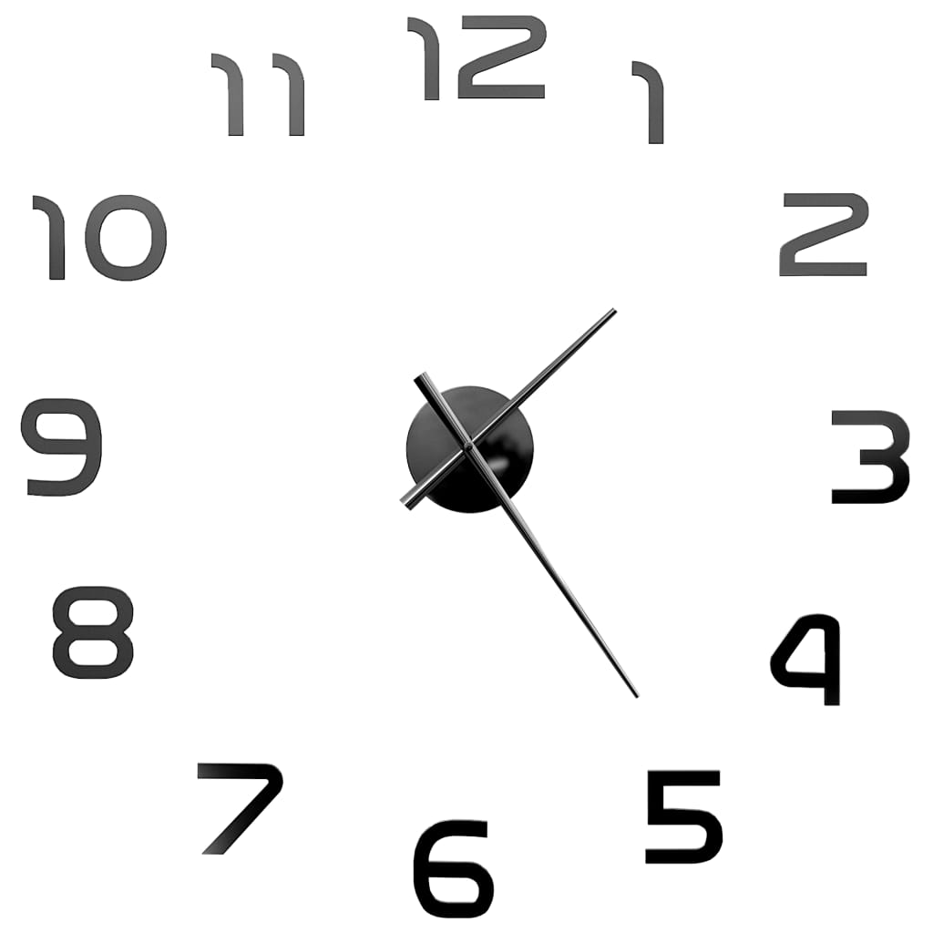 Wall clock, black, 100cm, modern design, 3D, XXL