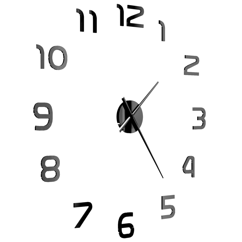 Wall clock, black, 100cm, modern design, 3D, XXL