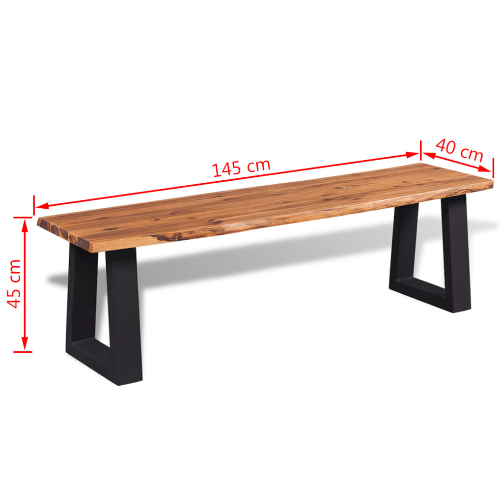 Bench, solid acacia wood, 145 cm
