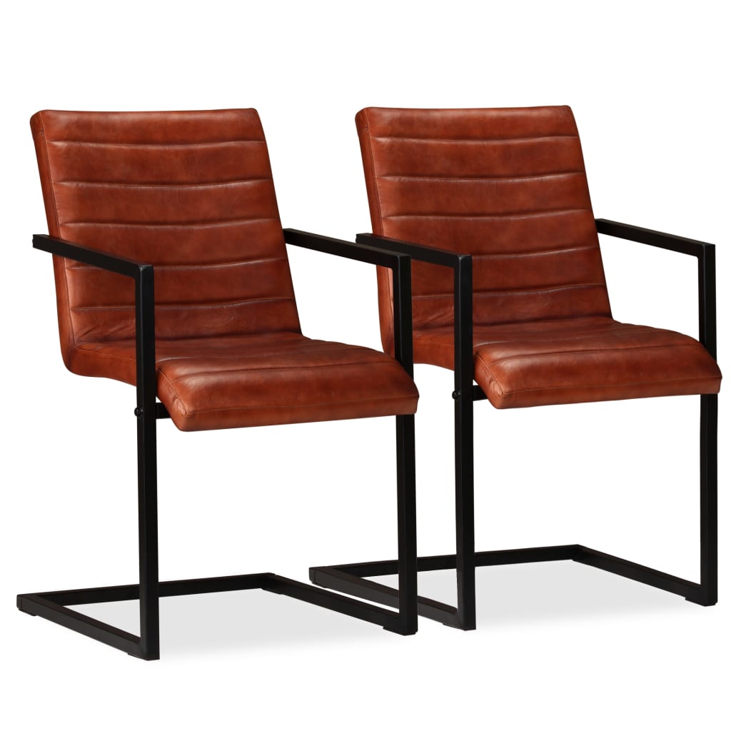 Dining chairs, 2 pcs., brown, genuine leather