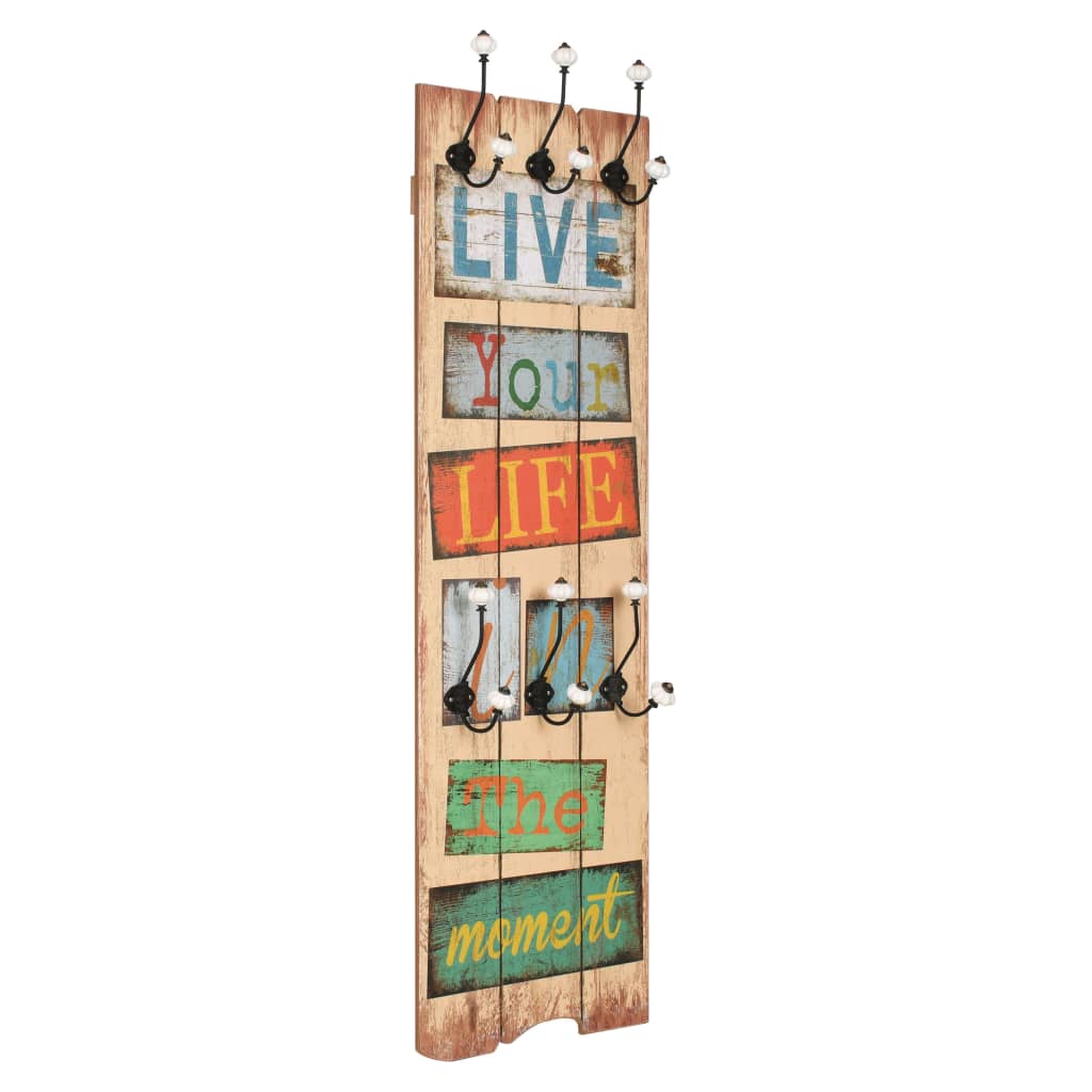 Mēteļu pakaramais LIVE LIFE, stiprināms pie sienas, 6 āķi, 120x40cm