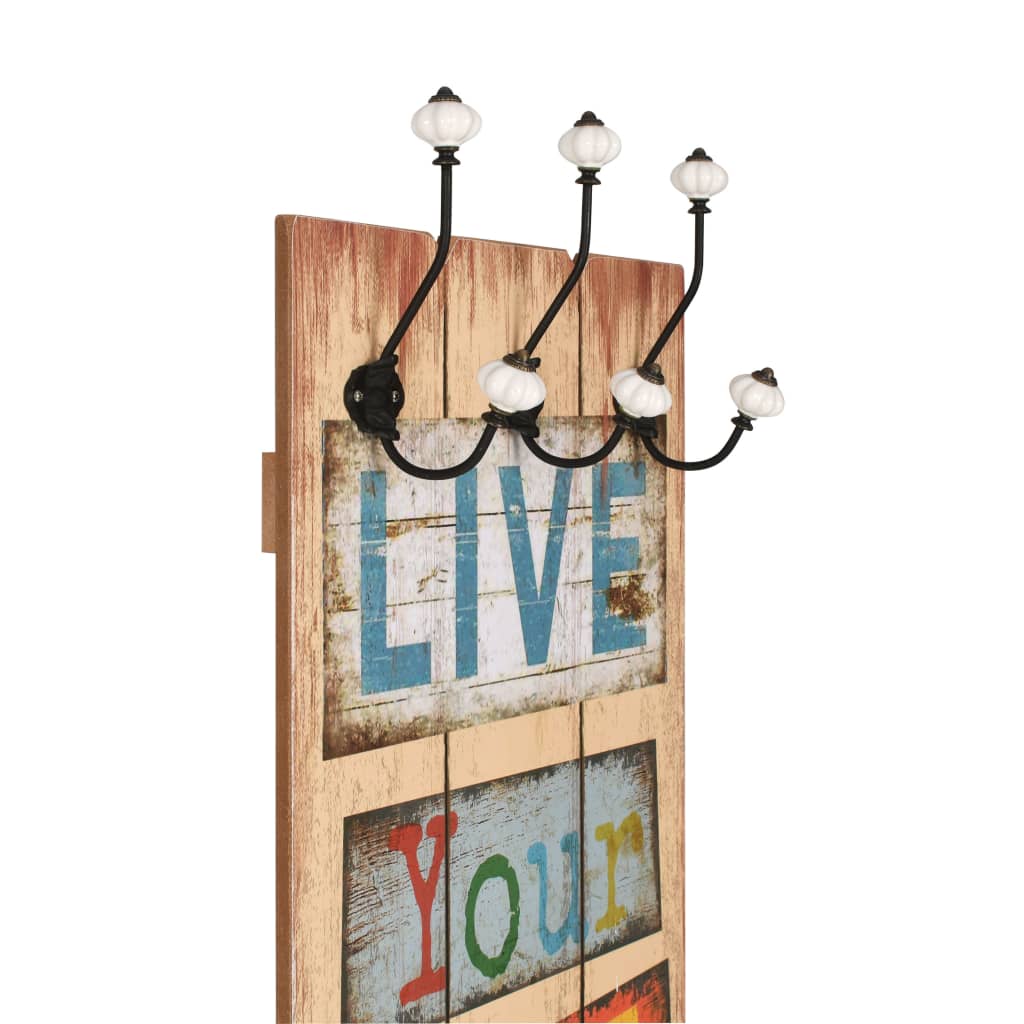 Mēteļu pakaramais LIVE LIFE, stiprināms pie sienas, 6 āķi, 120x40cm