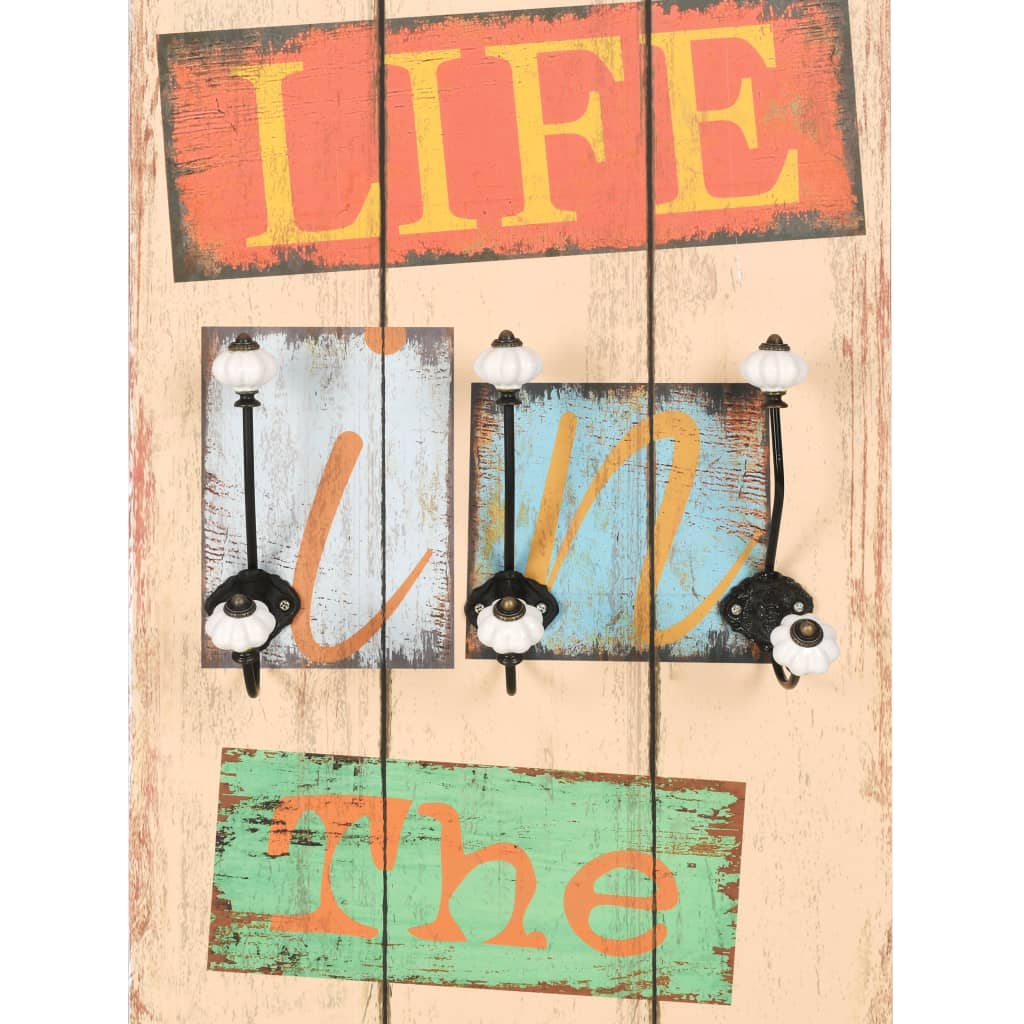 Mēteļu pakaramais LIVE LIFE, stiprināms pie sienas, 6 āķi, 120x40cm
