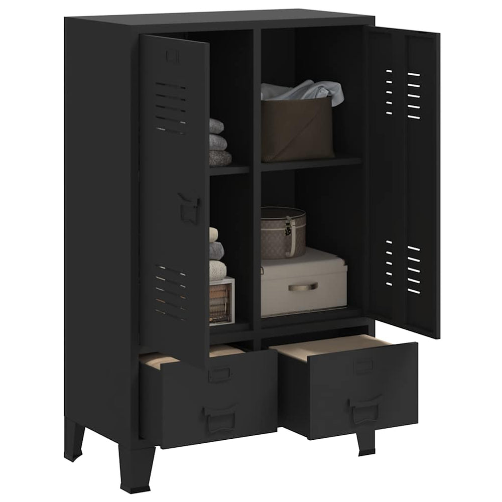 Wardrobe, metal, industrial style, 67x35x107cm, black
