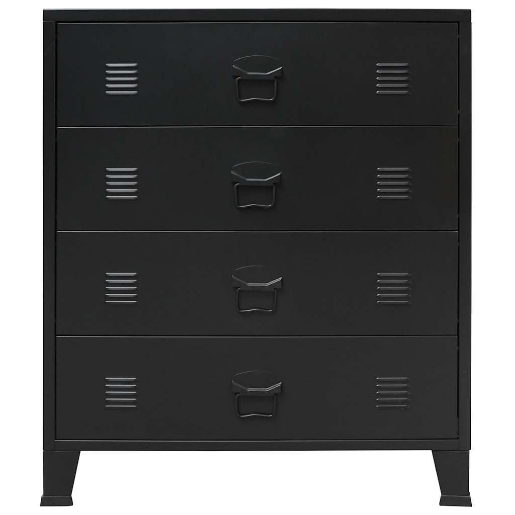 Chest of drawers, metal, industrial style, 78x40x93cm, black