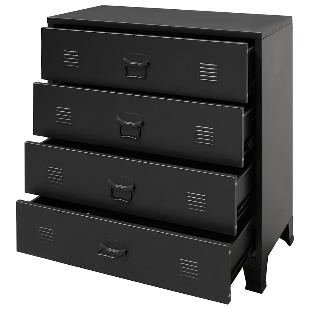 Chest of drawers, metal, industrial style, 78x40x93cm, black