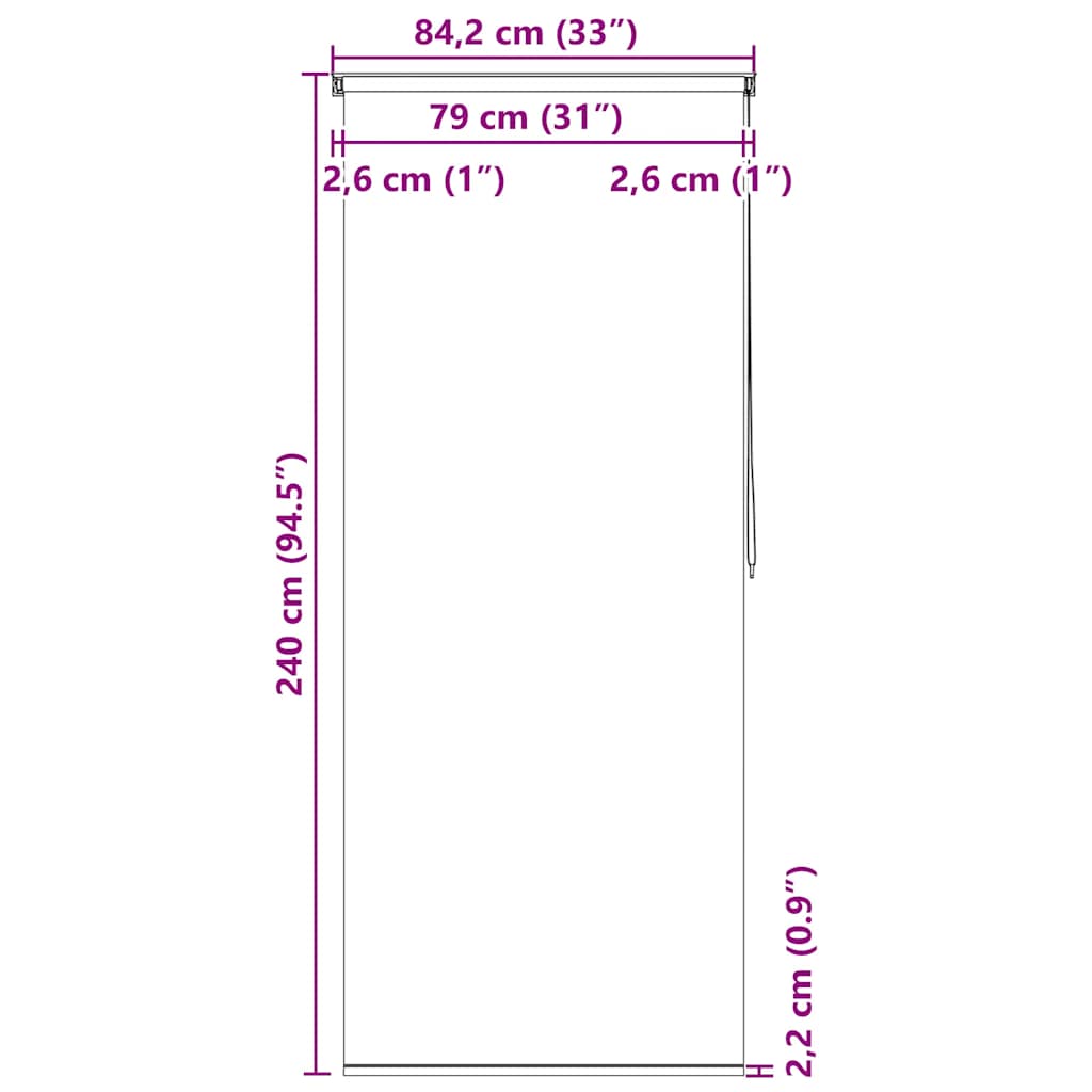Dušas rullīšu žalūzija, 80x240 cm, kvadrātu raksts