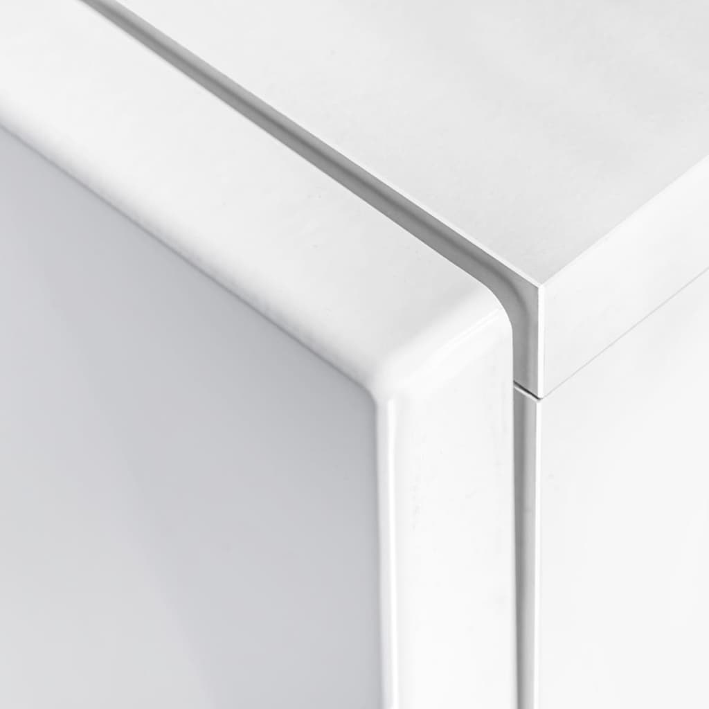 Wall-mounted TV unit with LED lights, 5-piece, high gloss white