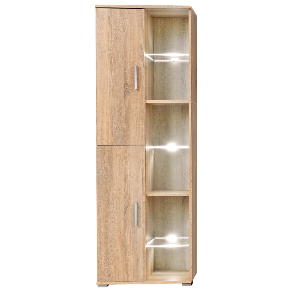 Wall-mounted TV cabinet with LED lights, Sonoma oak